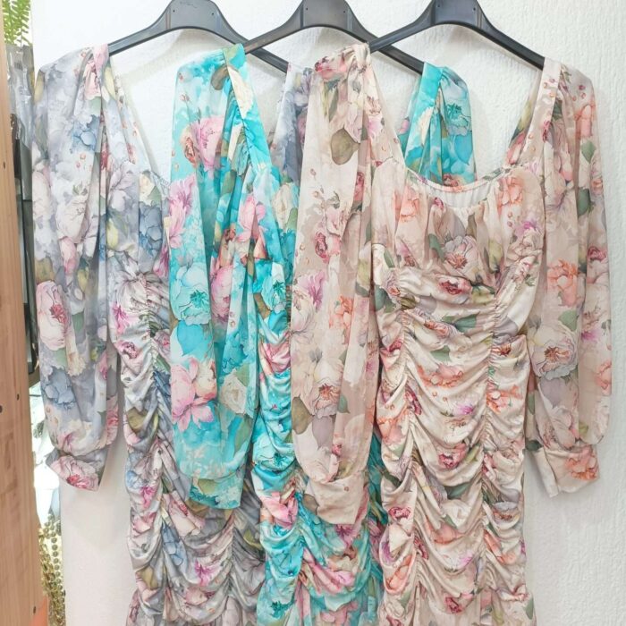 Vestido frunces estampado