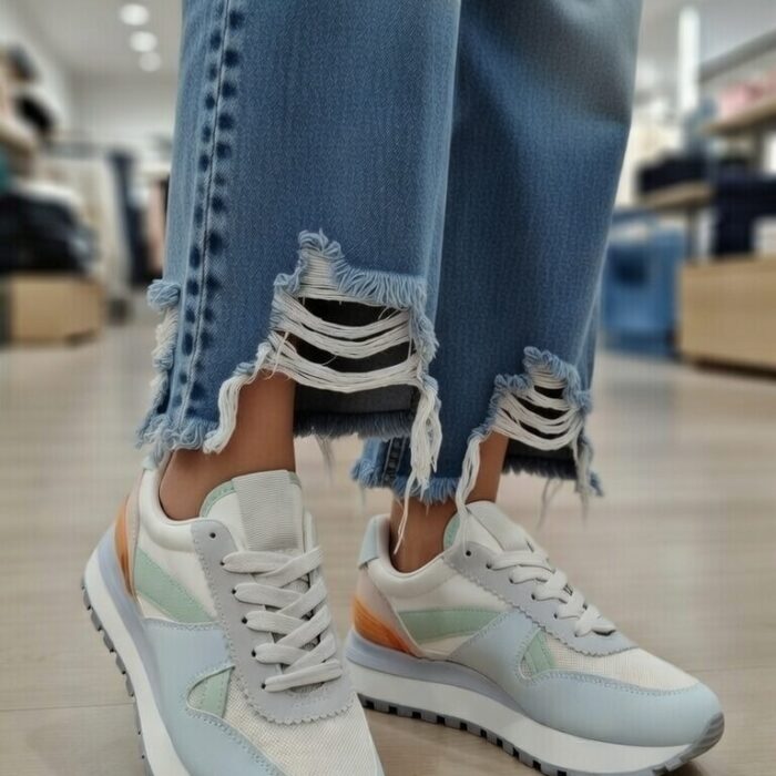 Zapatillas mujer colores pastel con cordones